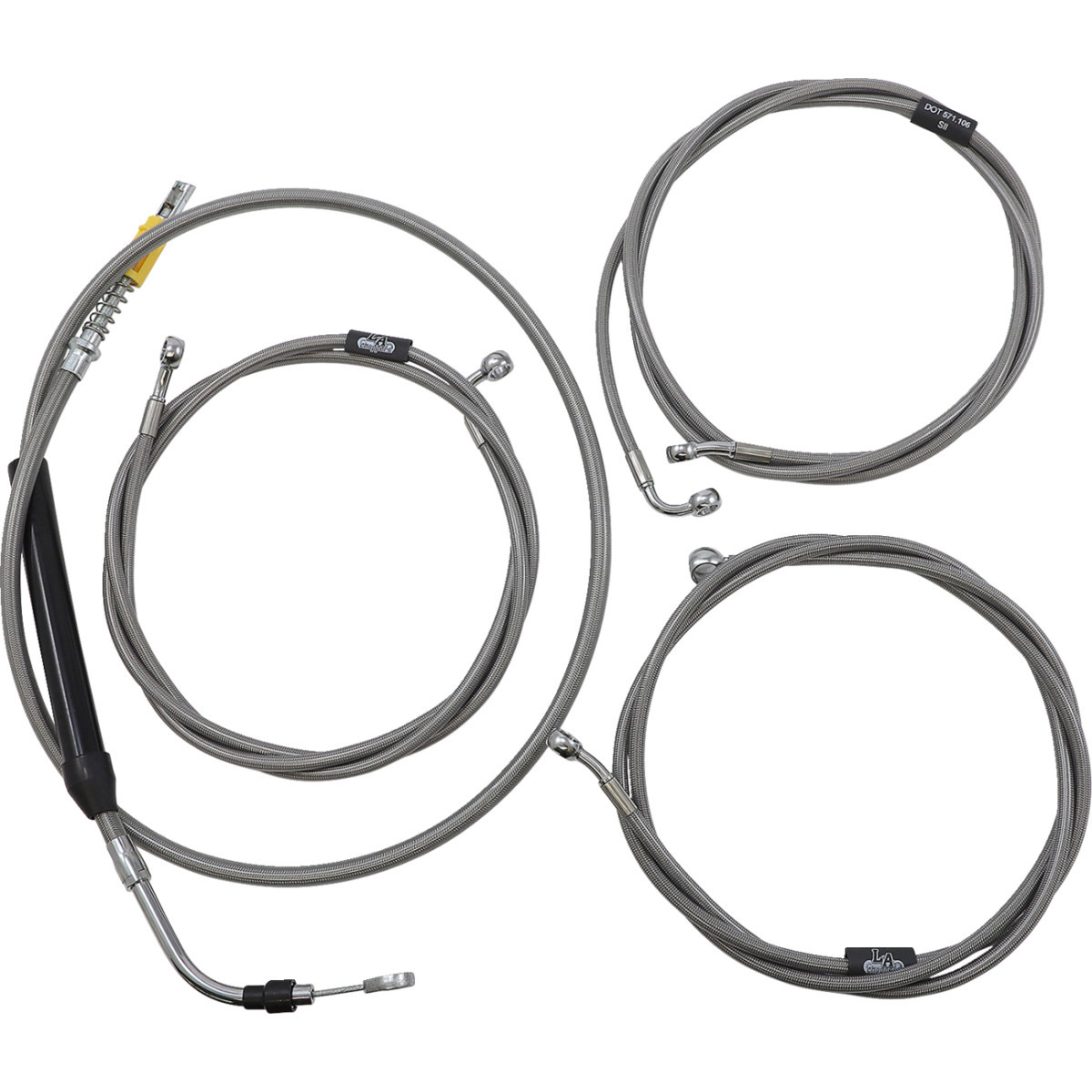 LA Choppers #LA-8056KT-16 - Standard Stainless Braided Handlebar Cable/Brake Line Kit - 15"-17" Ape Hangers - '21-'22 FLH