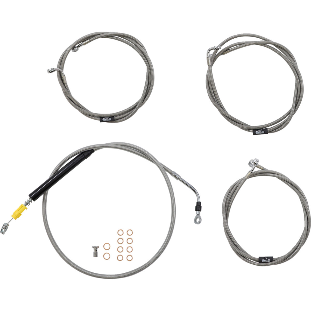 LA Choppers #LA-8056KT-19 - Standard Stainless Braided Handlebar Cable/Brake Line Kit - 18"-20" Ape Hangers - '21-'22 FLH