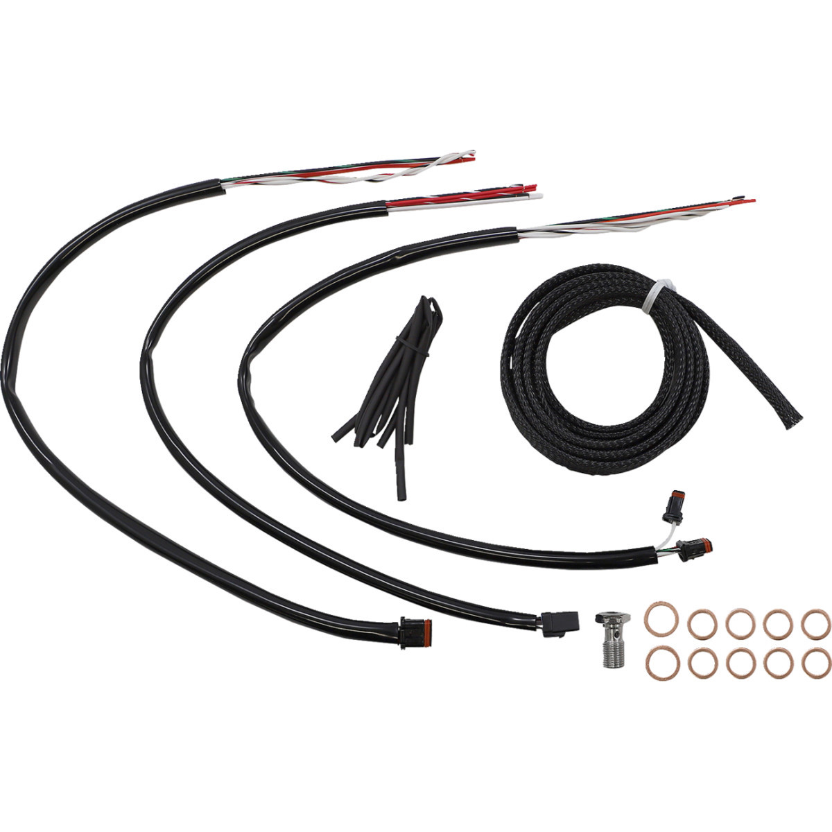 LA Choppers #LA-8056KT2-13B - Complete Black Vinyl Braided Handlebar Cable/Brake Line Kit - 12"-14" Handlebars - '21-'22 FLH