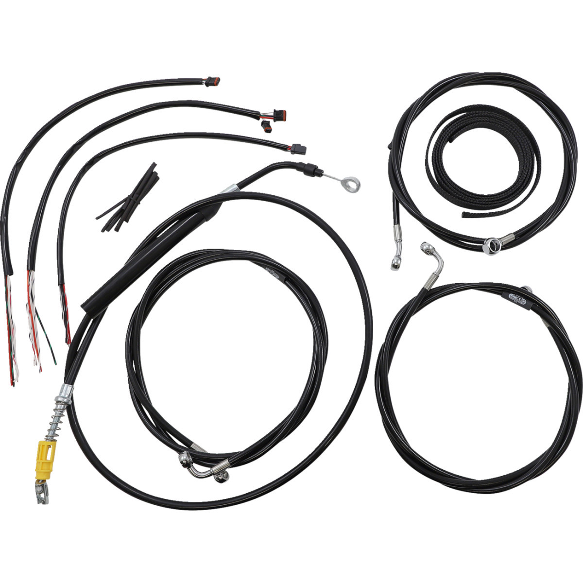 LA Choppers #LA-8056KT2-16B - Complete Black Vinyl Braided Handlebar Cable/Brake Line Kit - 15"-17" Handlebars - '21-'22 FLH