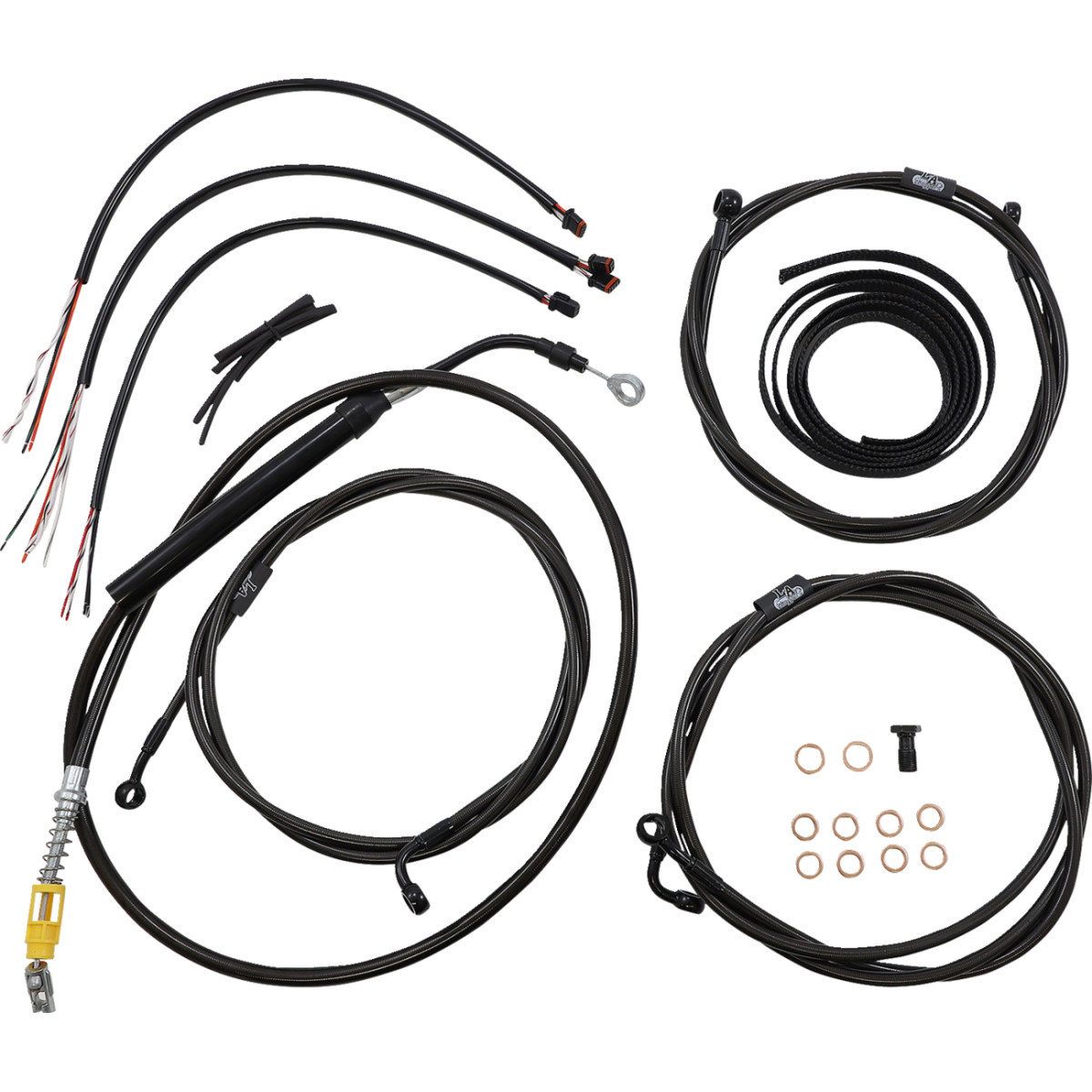 LA Choppers #LA-8056KT2-16M - Complete Midnight Braided Cable Kit - 15"-17" Handlebars - ABS - '21-'22 Touring