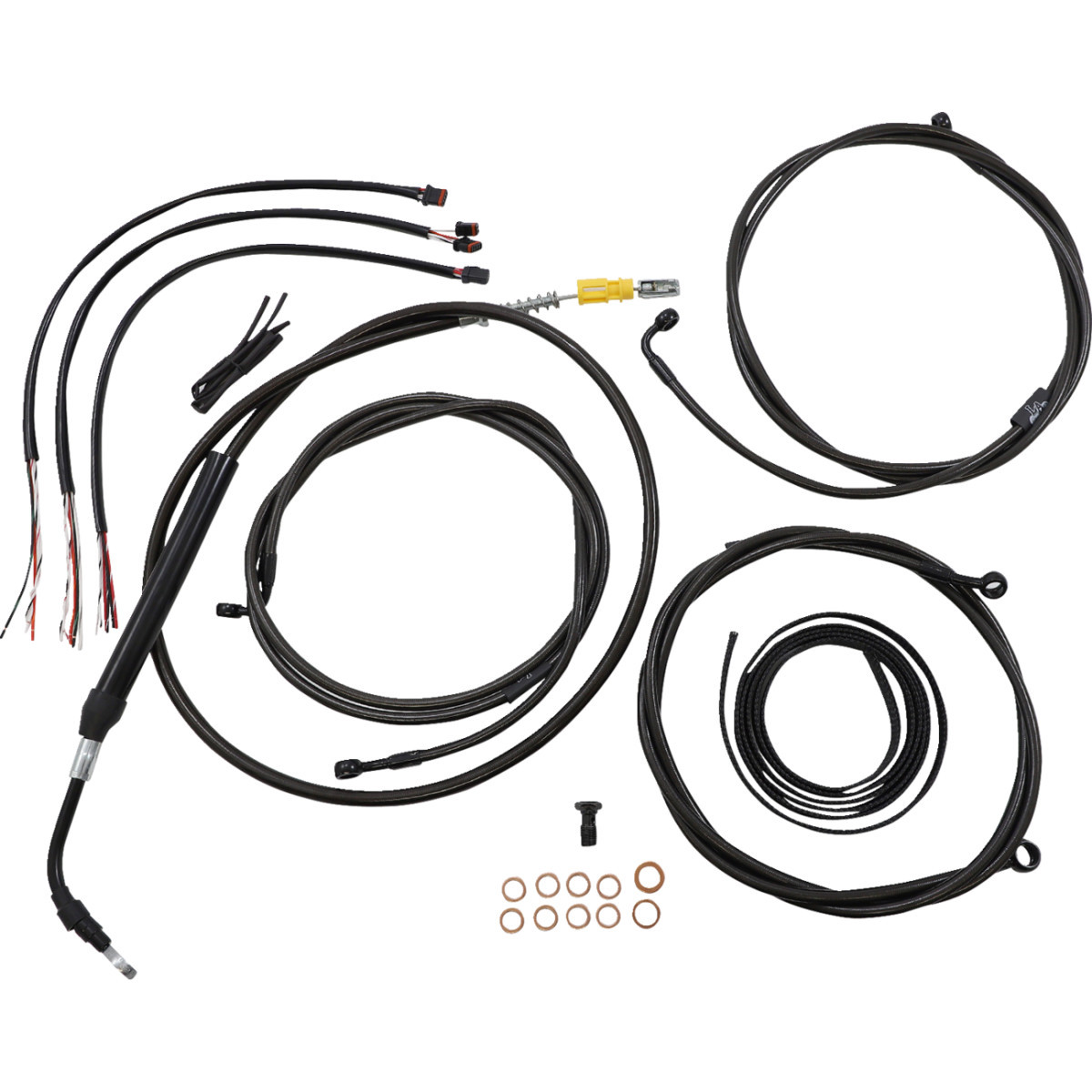 LA Choppers #LA-8056KT2-19M - Complete Midnight Braided Cable Kit - 18"-20" Handlebars - ABS - '21-'22 Touring