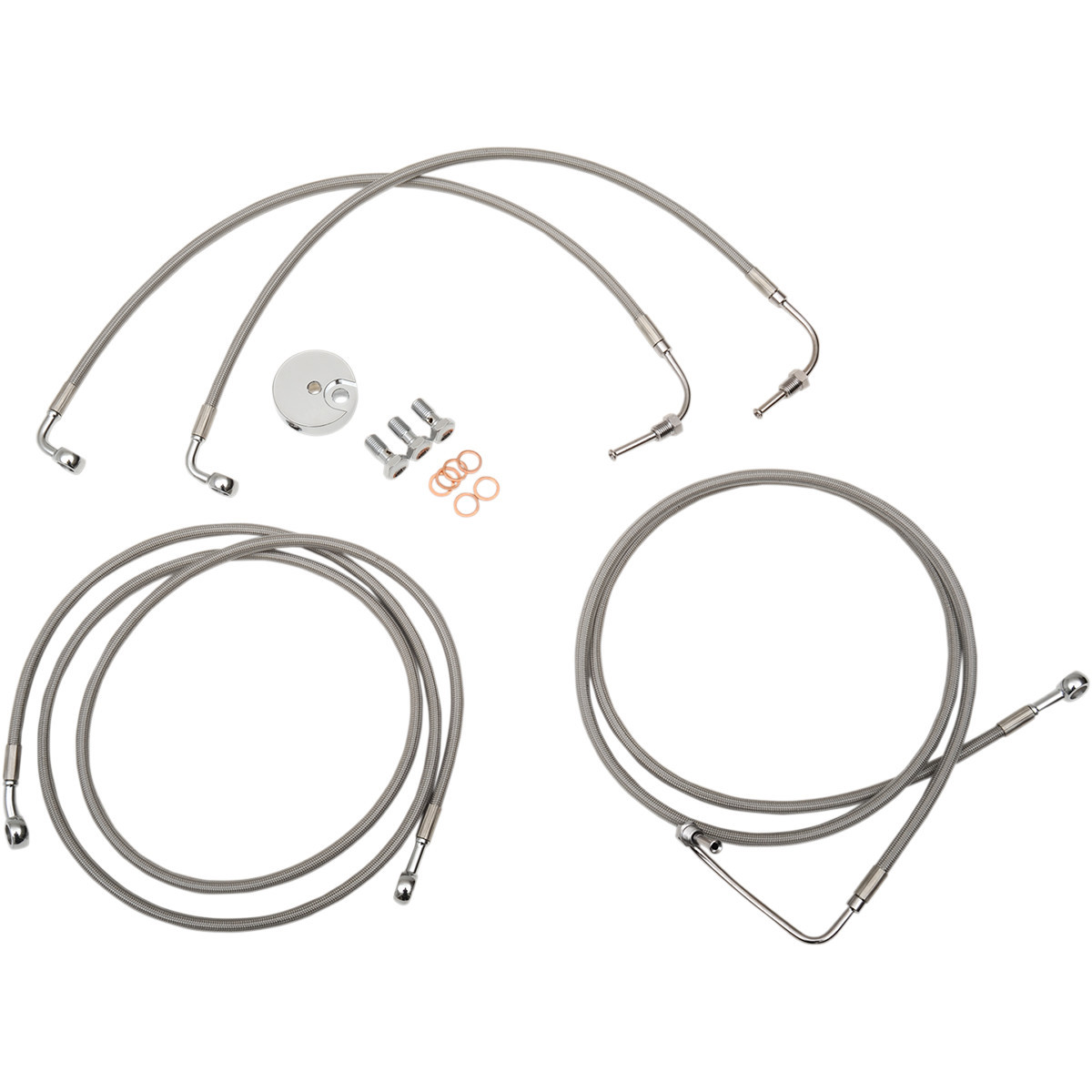 LA Choppers #LA-8051B16 - Brake Lines - 15" - 17" Ape Hanger Handlebars - Stainless Steel