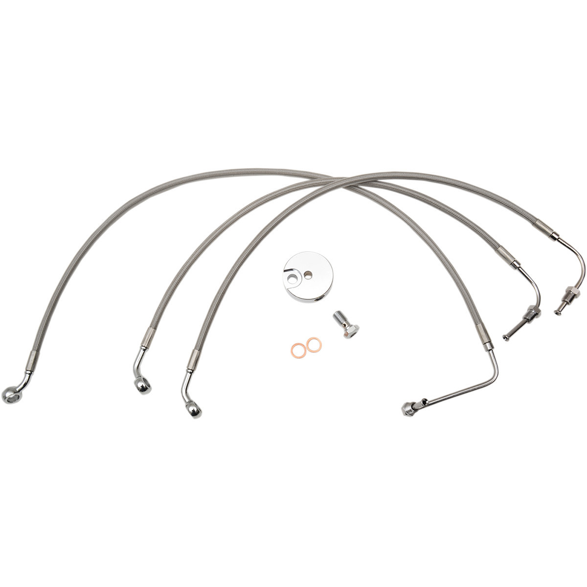 LA Choppers #LA-8011B16 - Brake Lines - 15" - 17" Ape Hanger Handlebars - Stainless Steel