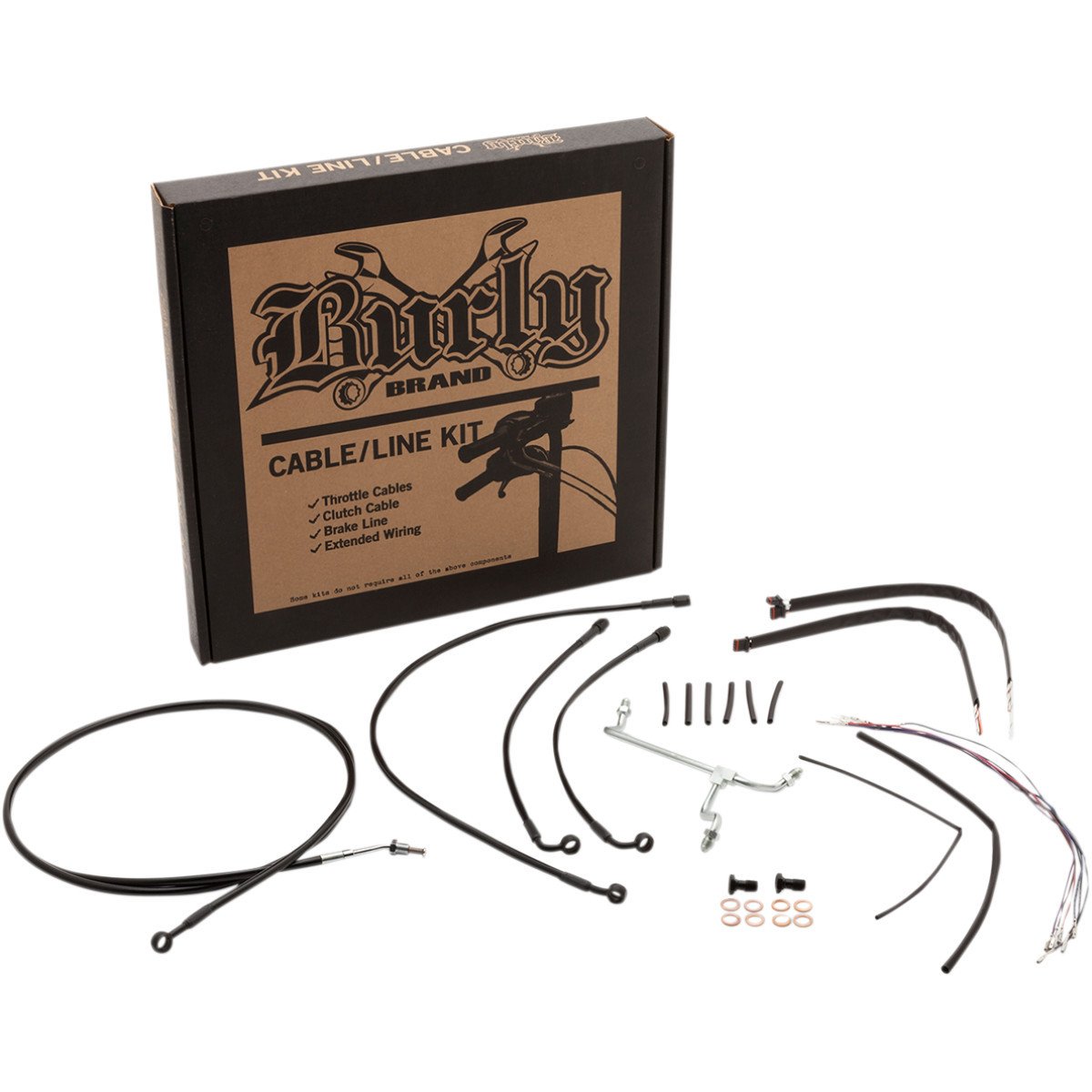 Burly Brand #B30-1175 - Complete Black Vinyl Handlebar Cable/Line Kit for Ape Hangers - 18" - '15-'16 FLTR