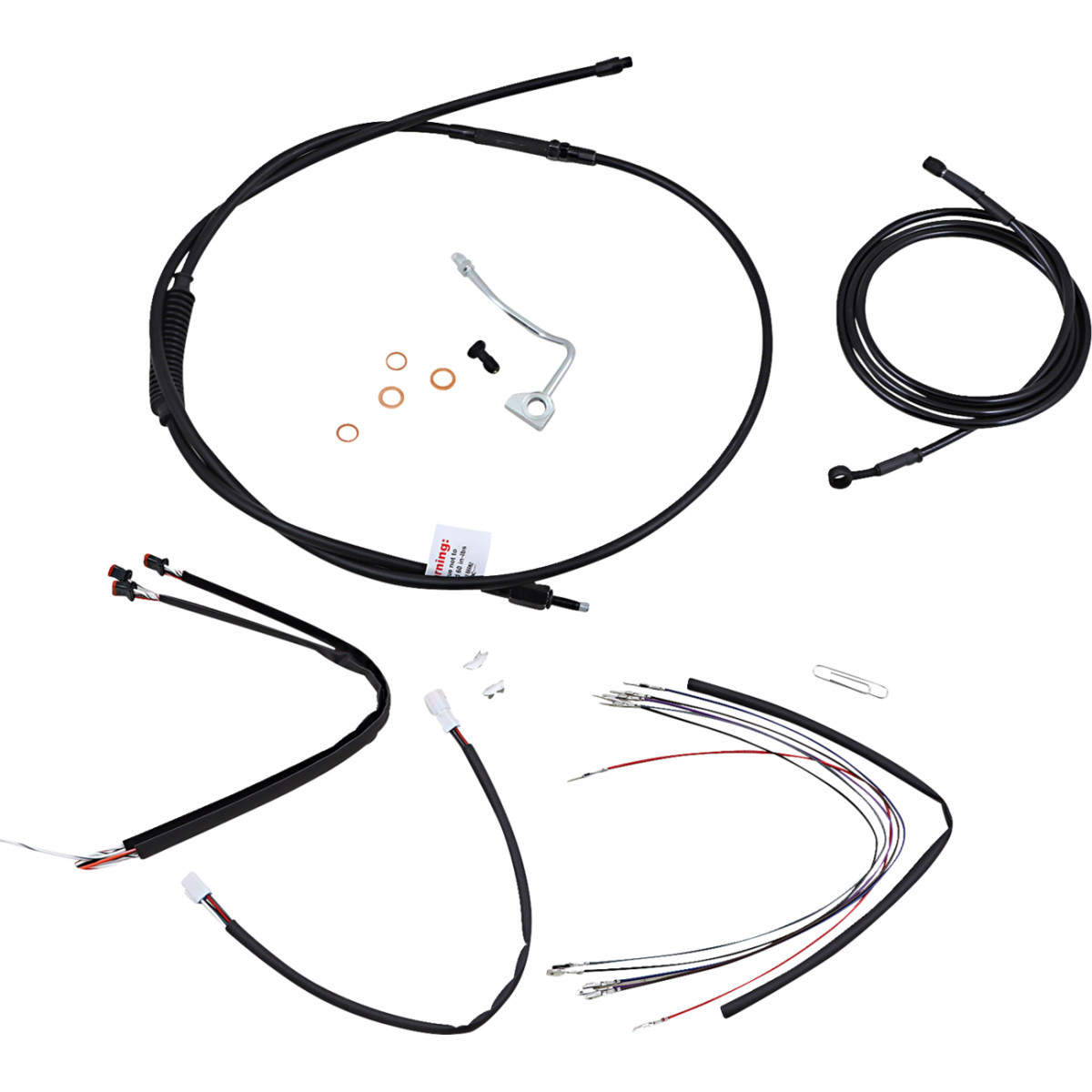 Burly Brand #B30-1175 - Complete Black Vinyl Handlebar Cable/Line Kit for Ape Hangers - 18" - '15-'16 FLTR