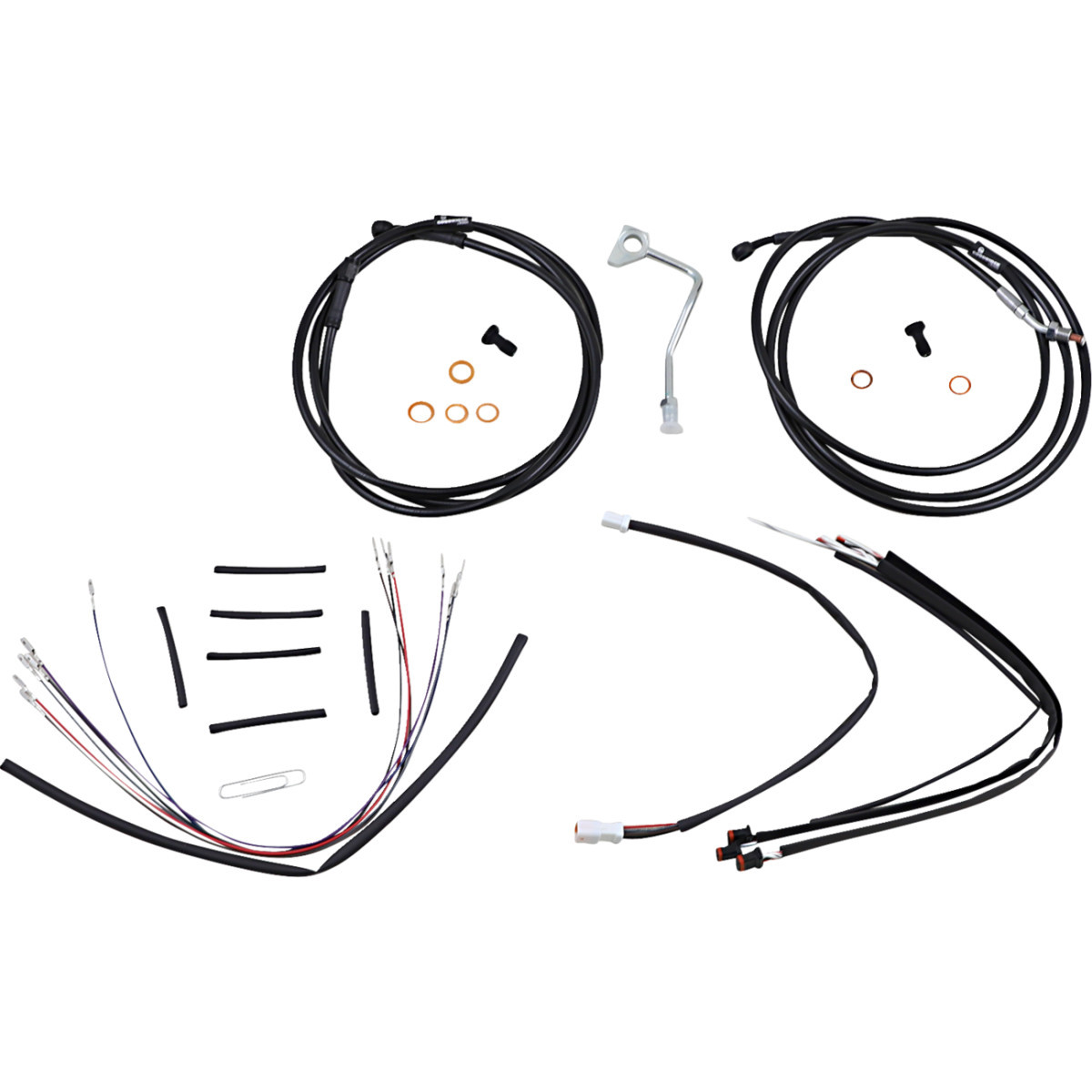 Burly Brand #B30-1180 - Complete Black Vinyl Handlebar Cable/Line Kit for Ape Hangers - 16" - ABS - '15-'16 FLTR