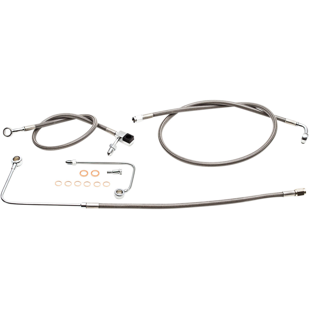 LA Choppers #LA-8151B13 - Brake Lines - 12" - 14" Ape Hanger Handlebars - Stainless Steel