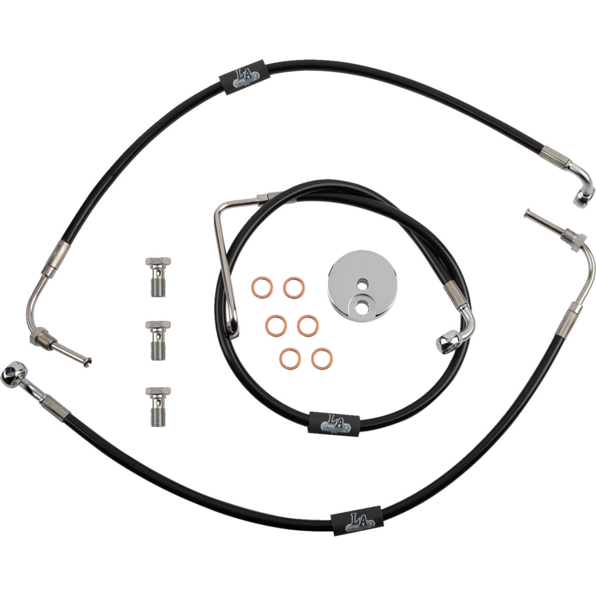 LA Choppers #LA-8230B13B - Brake Line - 12" - 14" Ape Hanger Handlebars - Black