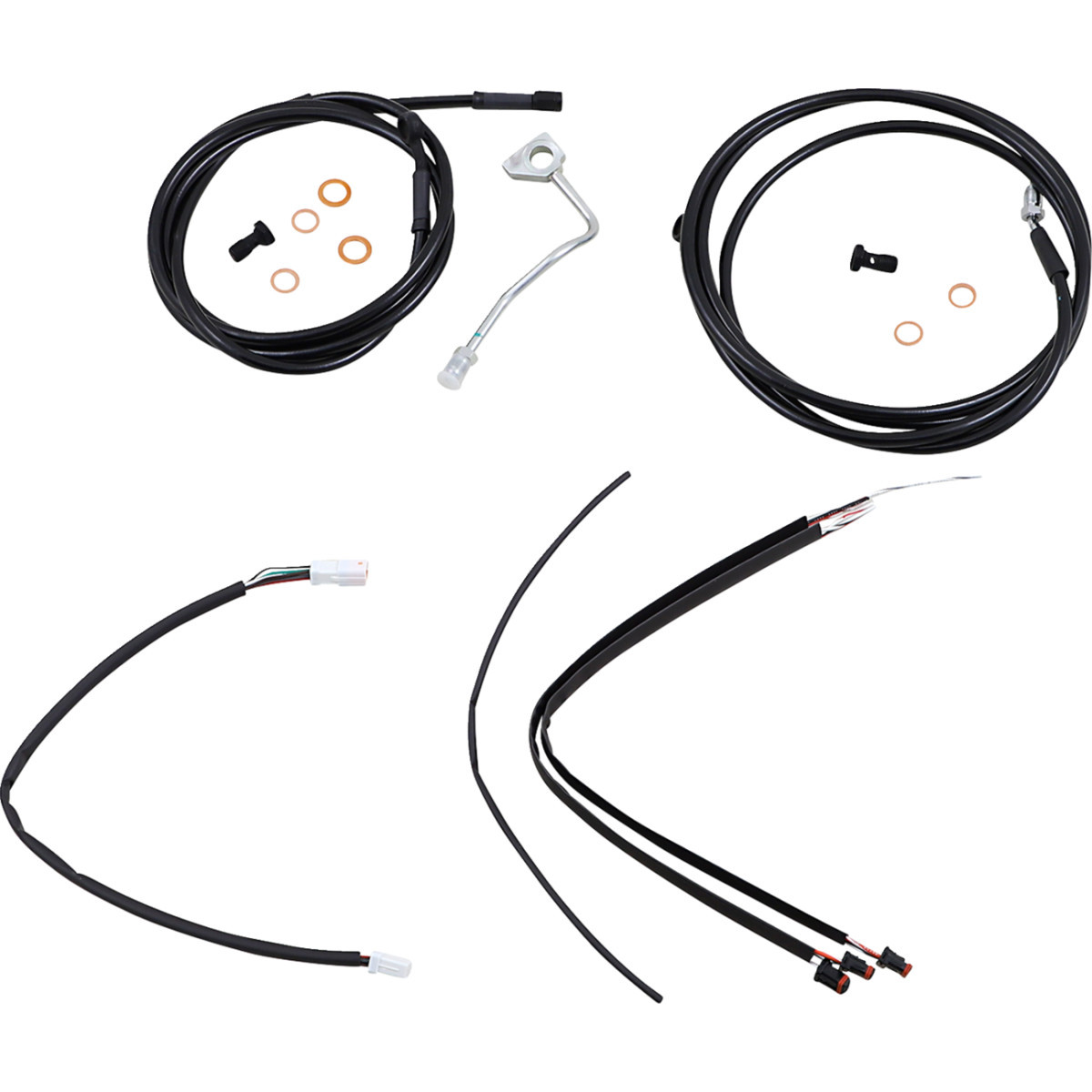 Burly Brand #B30-1187 - Complete Black Vinyl Handlebar Cable/Line Kit for Ape Hangers - 18" - ABS - '17-'20 Touring