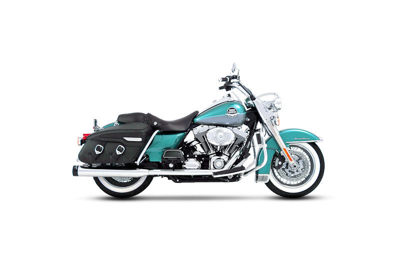 Rinehart Racing 100-0103C - True Dual Exhaust for 95-08 Harley Touring - 3.5" / Black with Chrome End Caps