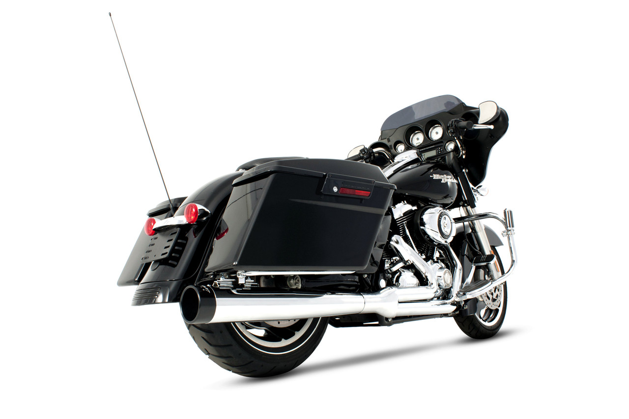 Rinehart Racing 200-0104C - 2-into-1 Exhaust for Harley Touring for 95-08 - 1995-2008 / Chrome w/ Chrome End Caps