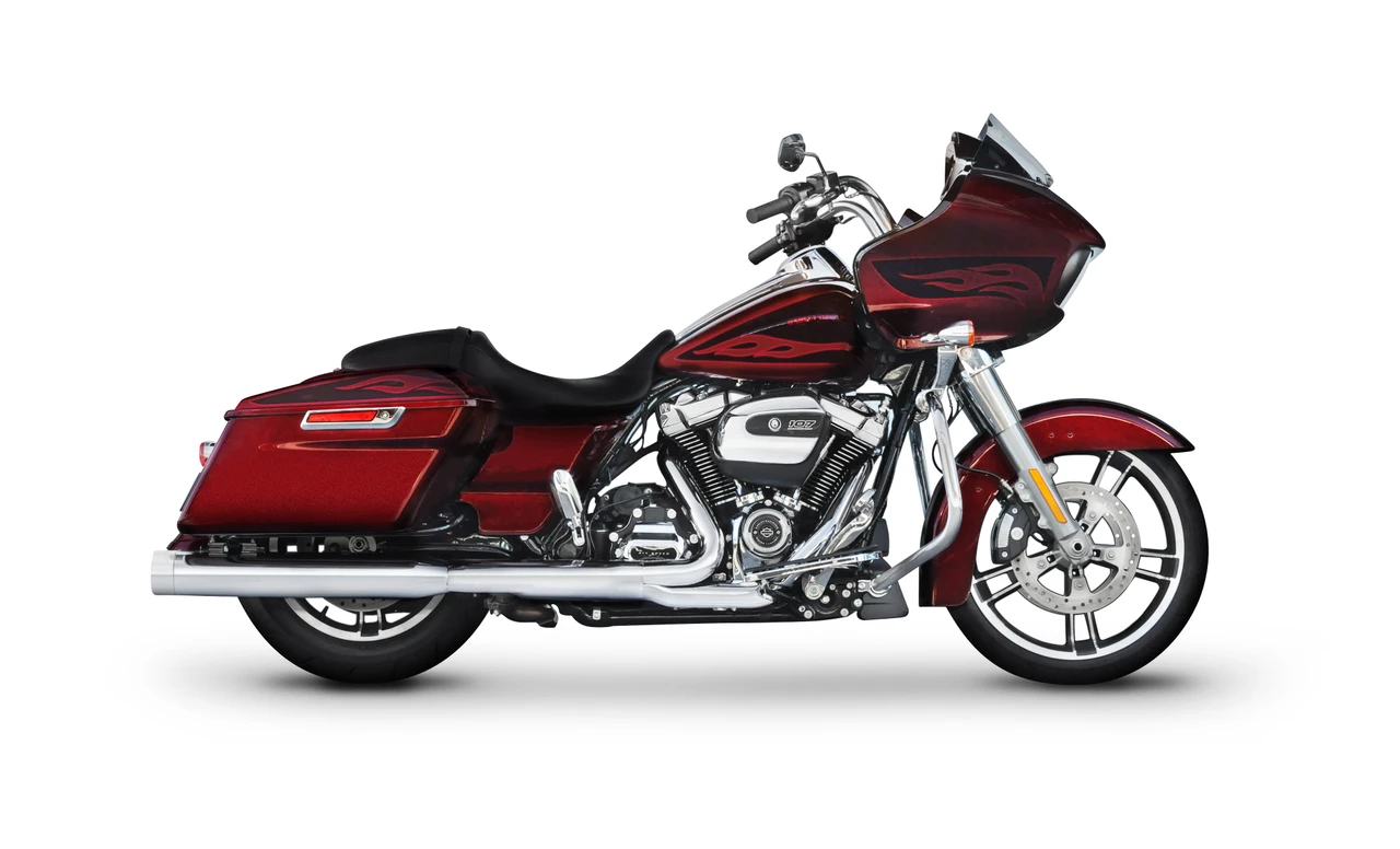 Rinehart Racing 500-0106C - 4" Slip-On Exhaust For Harley Touring - 2017-Later / Chrome w/ Chrome End Caps