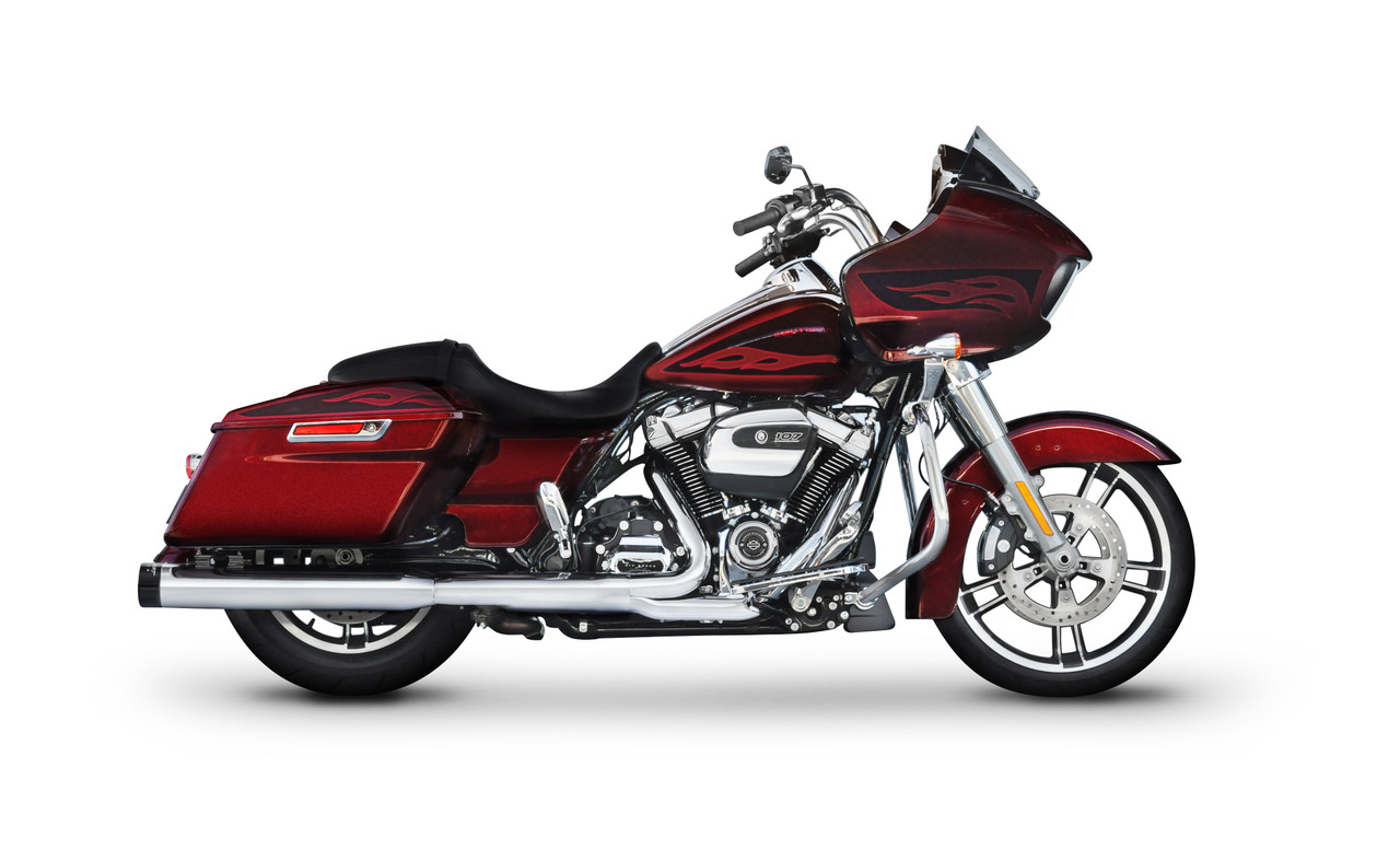 Rinehart Racing 500-0107C - 4" Slip-On Exhaust For Harley Touring - 2017-Later / Black w/ Chrome End Caps
