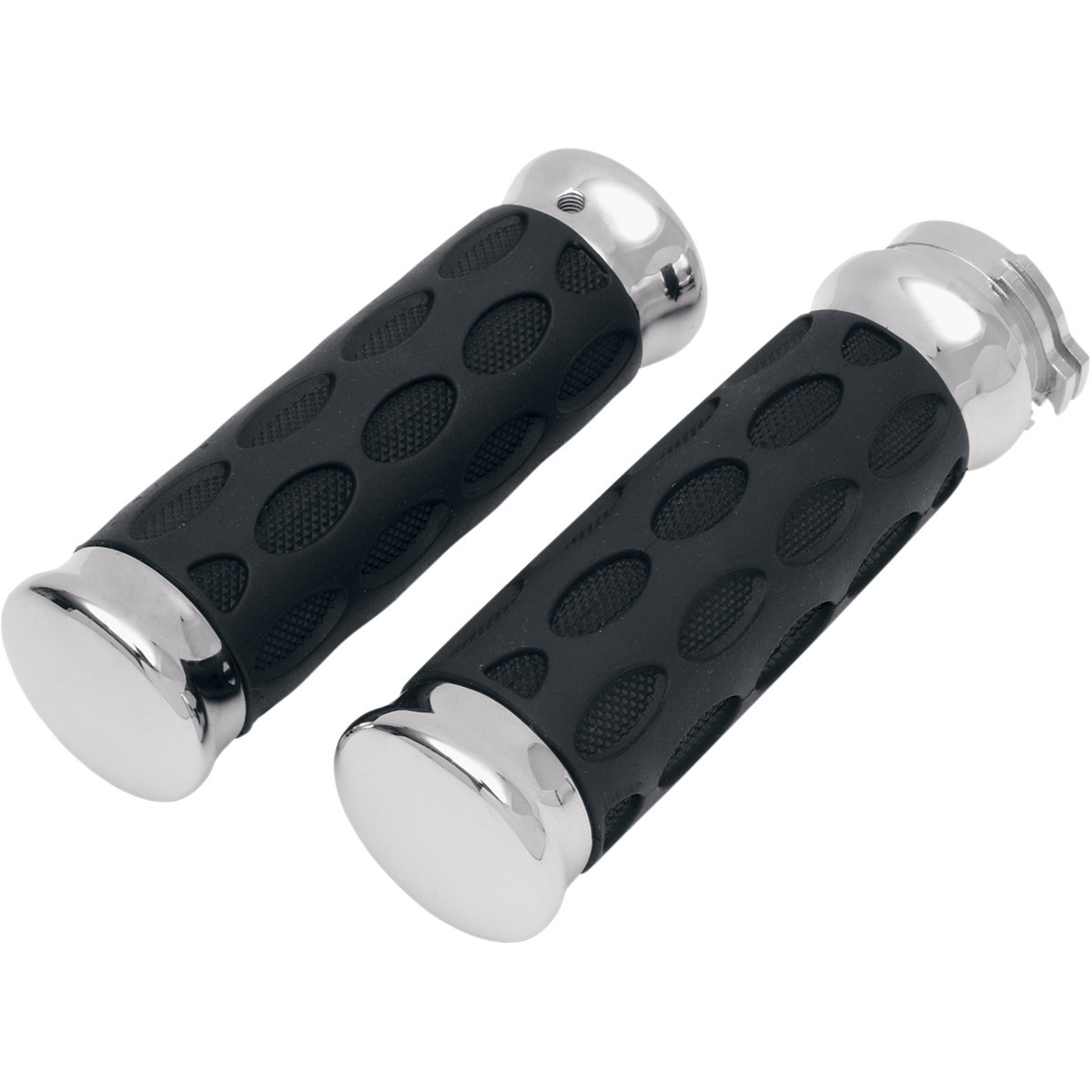 Drag Specialties - Custom Rubber Grips - Hotop - Chrome/Rubber