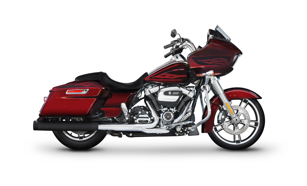 Rinehart Racing 500-0163 - 4" DBX40 Slip-On Exhaust for Harley Touring - 1995-2016 / Black w/ Black End Caps