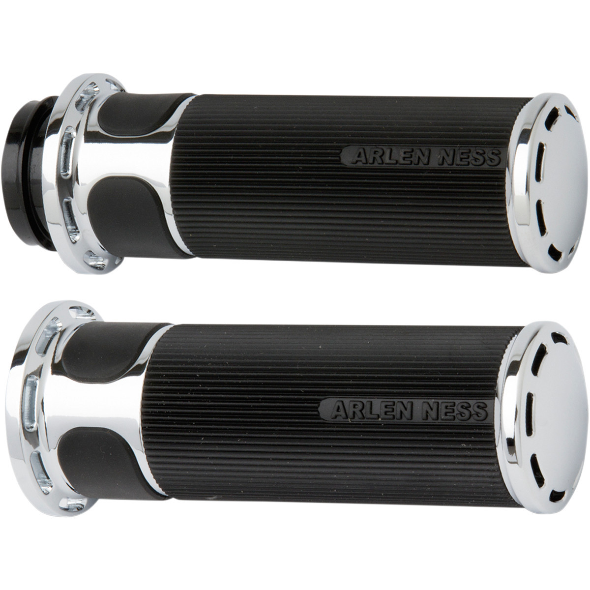 Arlen Ness #07-302 - Slot Track Grips - TBW - Chrome