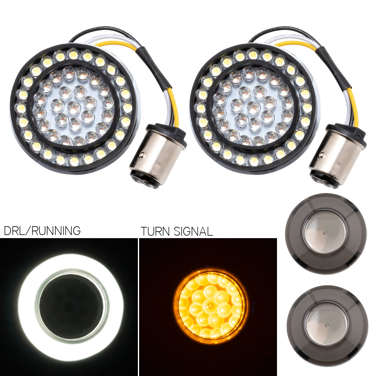 Hogworks Hogworkz® Halomaker® Led Front Turn Signals for Harley-davidson® | 1157 Base, Bullet Lens
