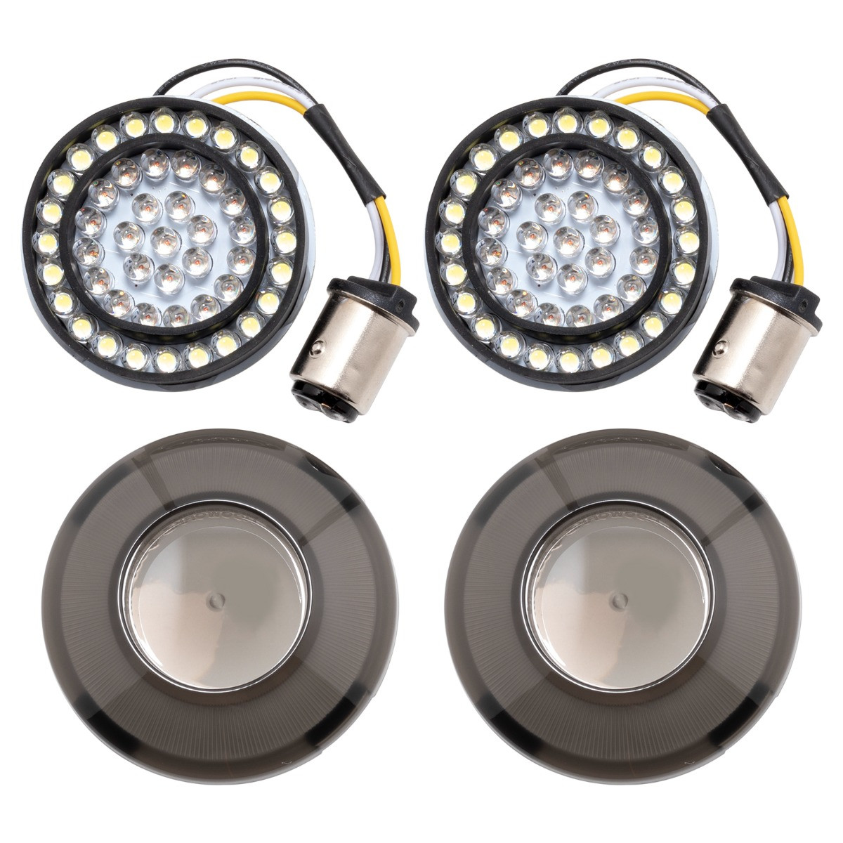 Hogworks Hogworkz® Halomaker® Led Front Turn Signals for Harley-davidson® | 1157 Base, Bullet Lens