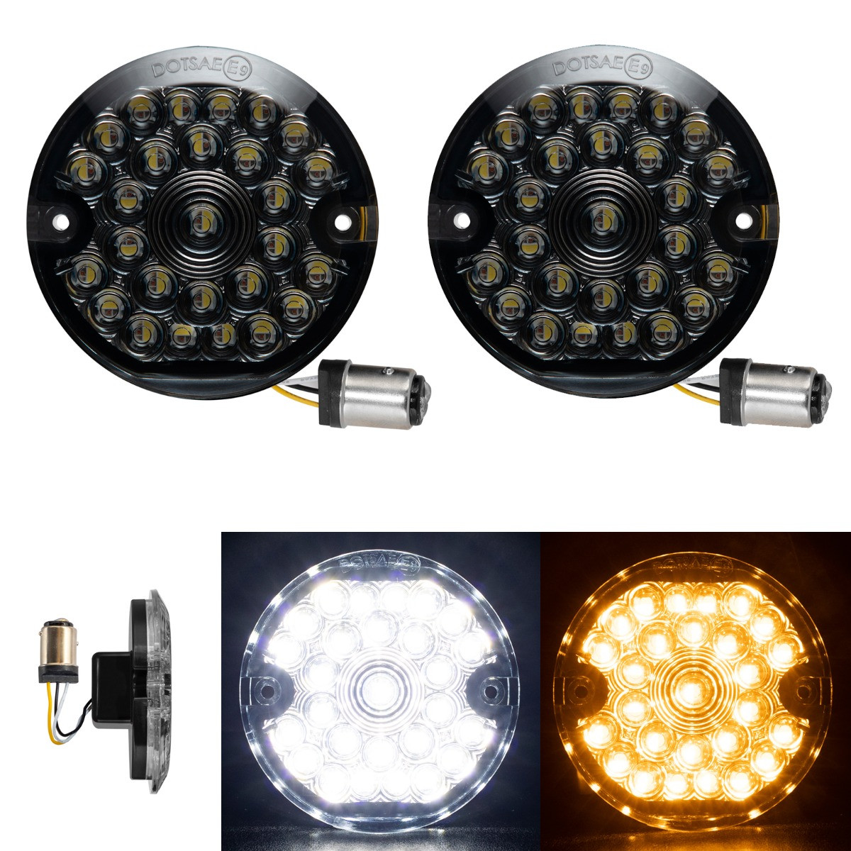 Hogworks Hogworkz® Pro Grid Led Front Turn Signals for Harley-davidson® | 1157 Base, Flat Lens