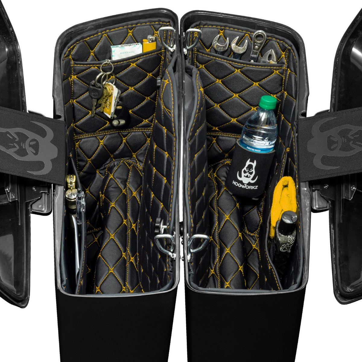 Hogworks Hogworkz® Aftermarket Stretched Saddlebag Liners '14-'25 | Black w/ Gold Stitching