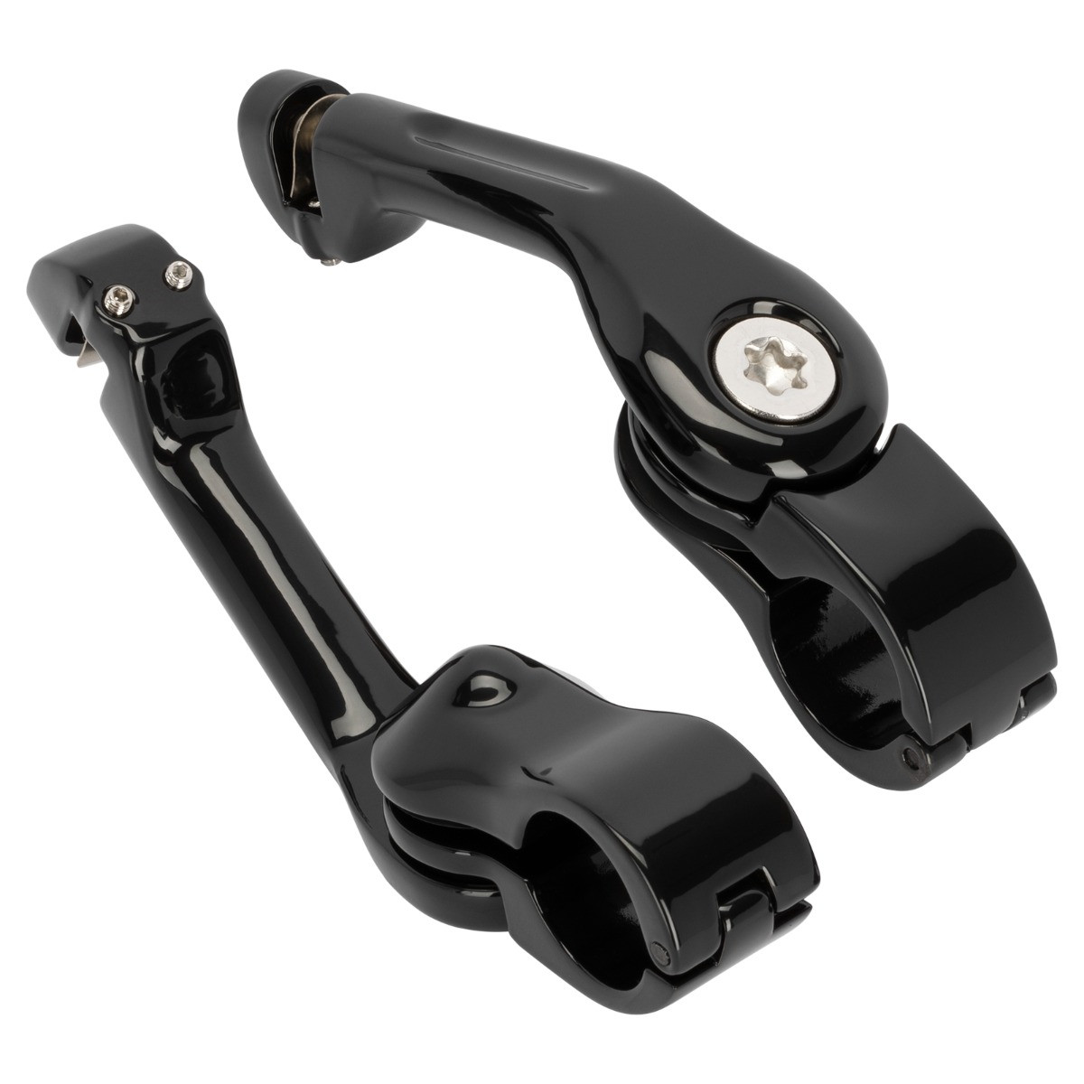 Hogworks Long Angled Adjustable Highway Foot Pegs & Clamps | Black