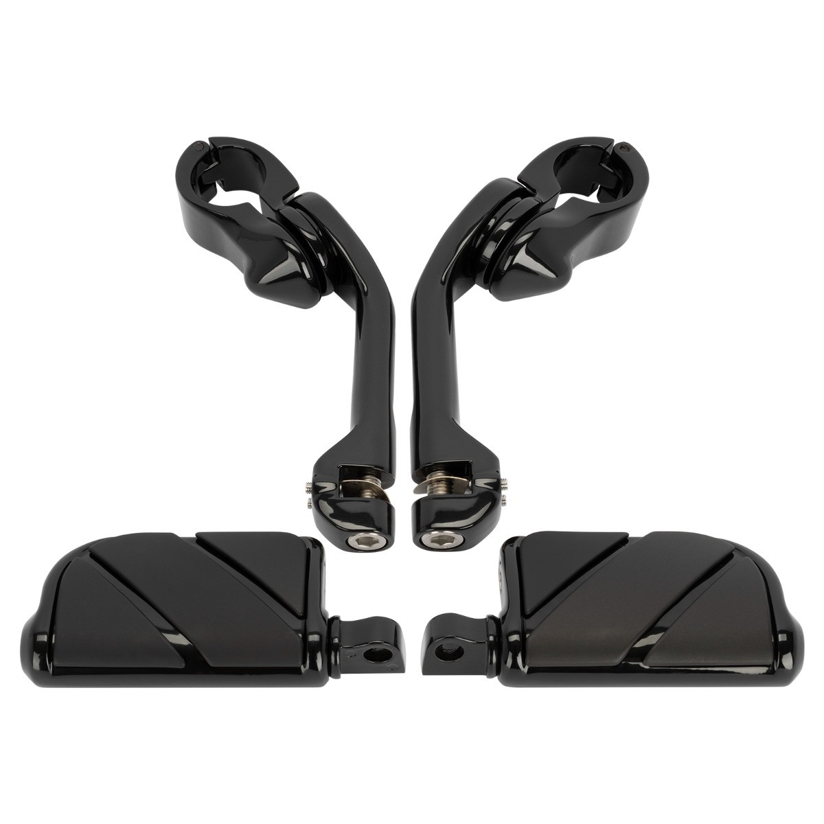 Hogworks Long Angled Adjustable Highway Foot Pegs & Clamps | Black