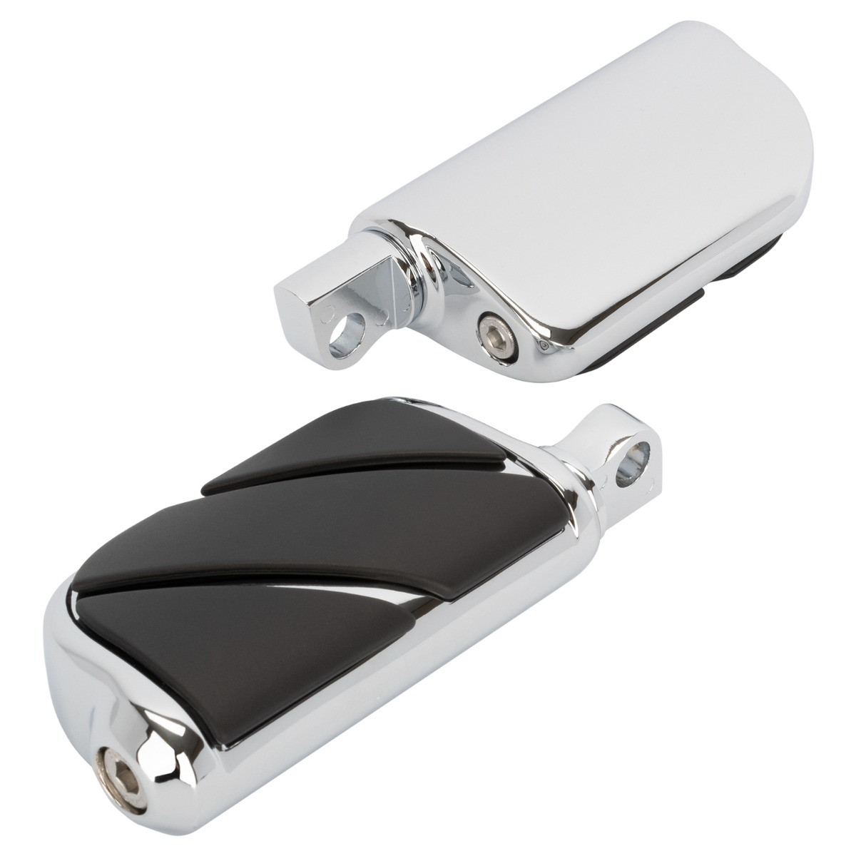 Hogworks Short Angled Adjustable Highway Foot Pegs & Clamps | Chrome