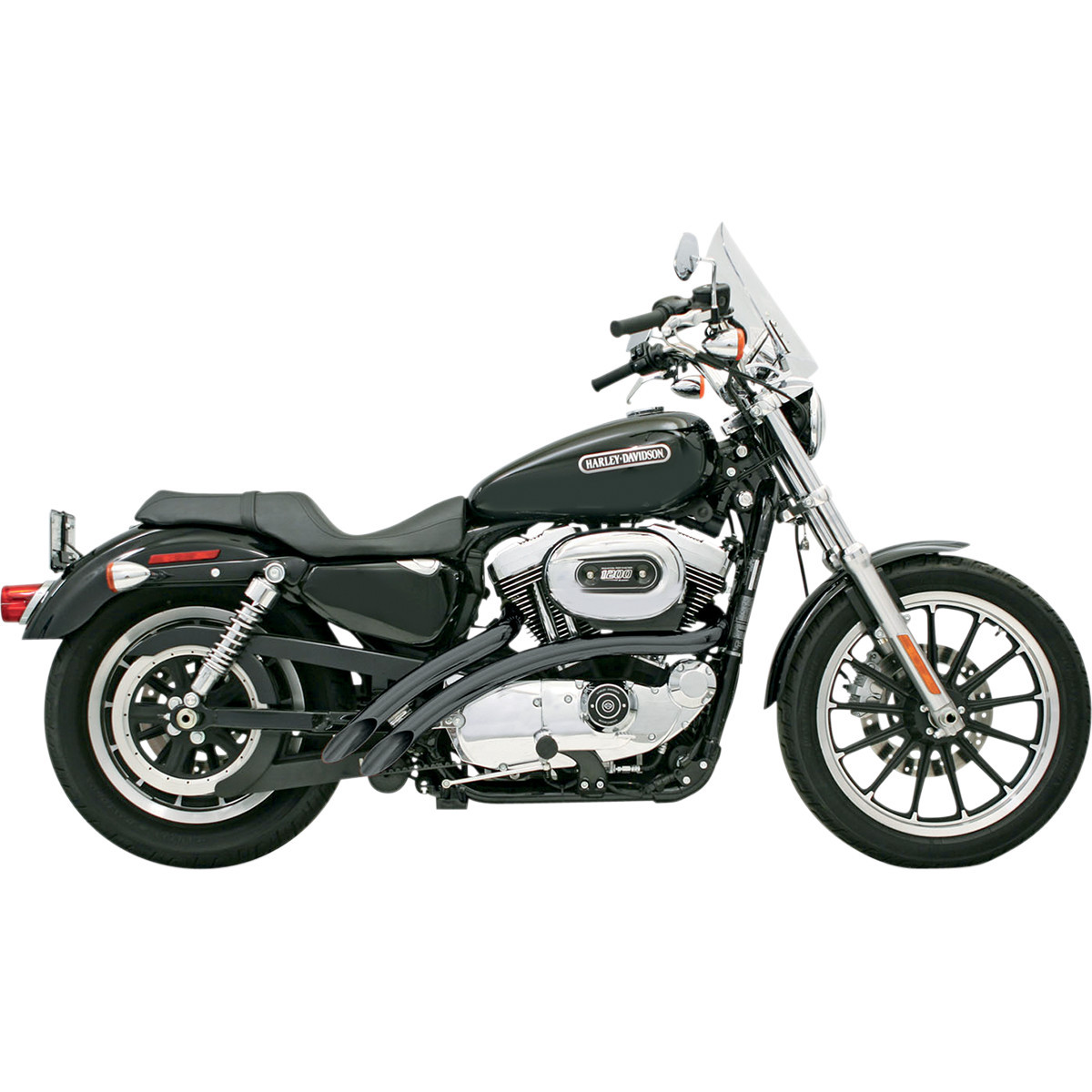Bassani Xhaust #XL4-FF12CLB - Radial Sweepers Exhaust System - Black - '07-'13 XL