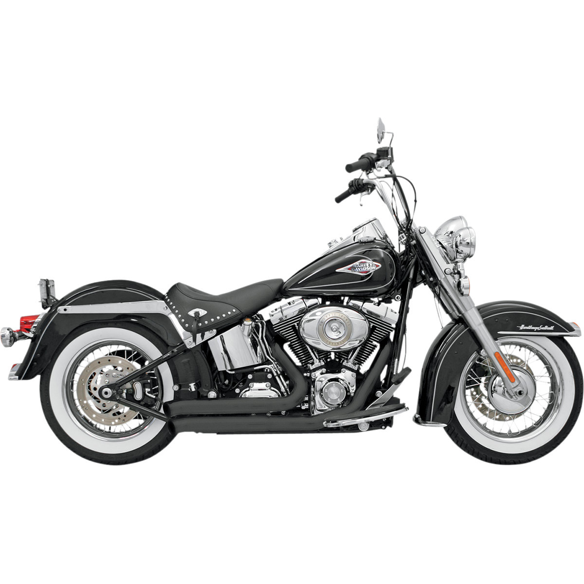 Bassani Xhaust #12123D - FireSweep Exhaust - Black - Softail