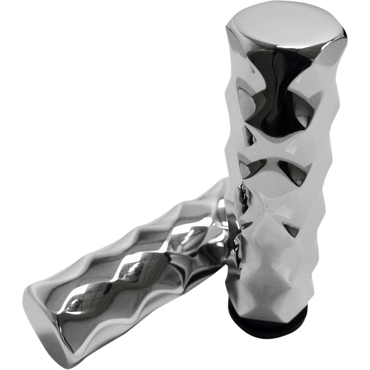LA Choppers #LA-7491-00 - Billet Hex Grips - TBW - Chrome