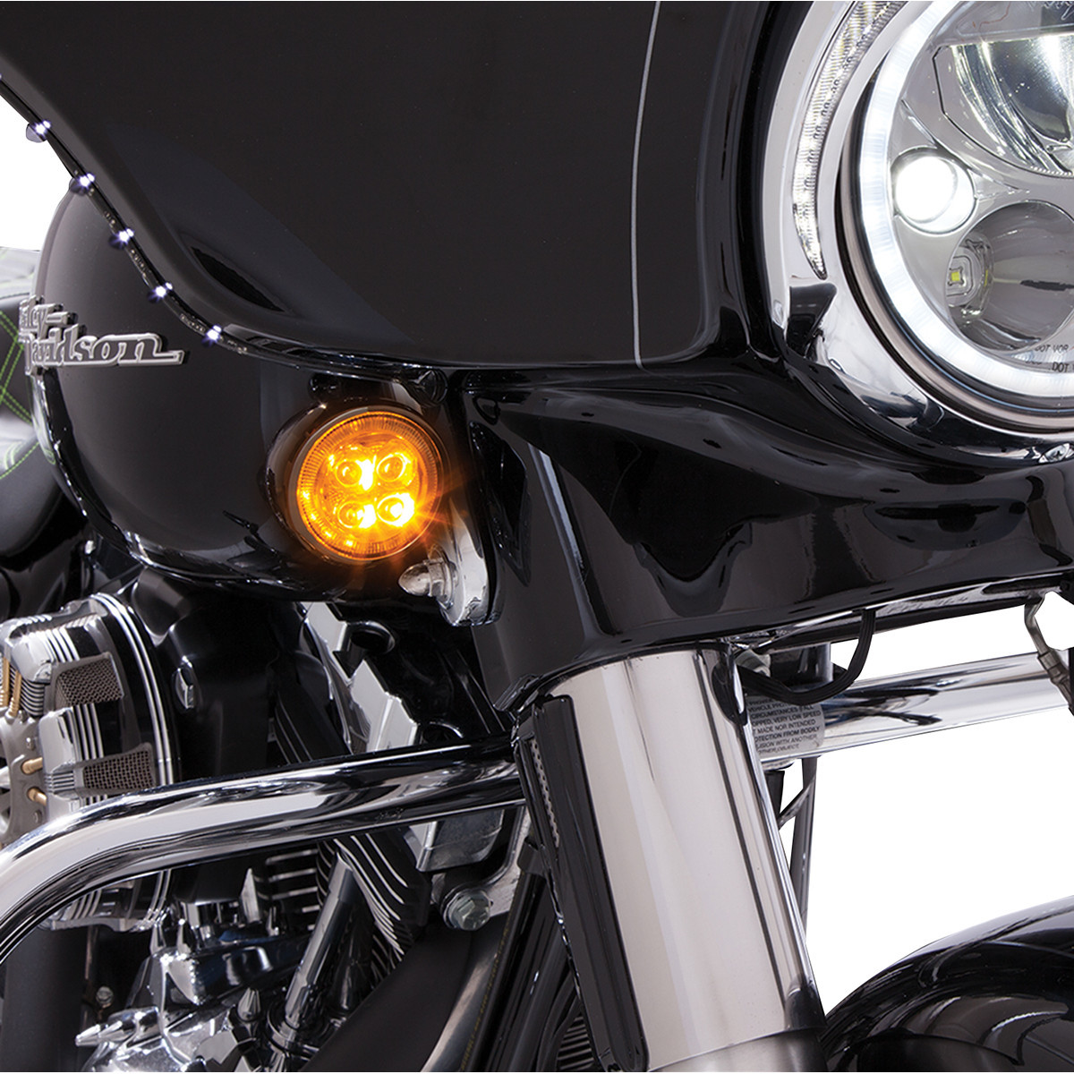 Ciro #45420 - Front Signal Light Inserts - Black - Amber Lens