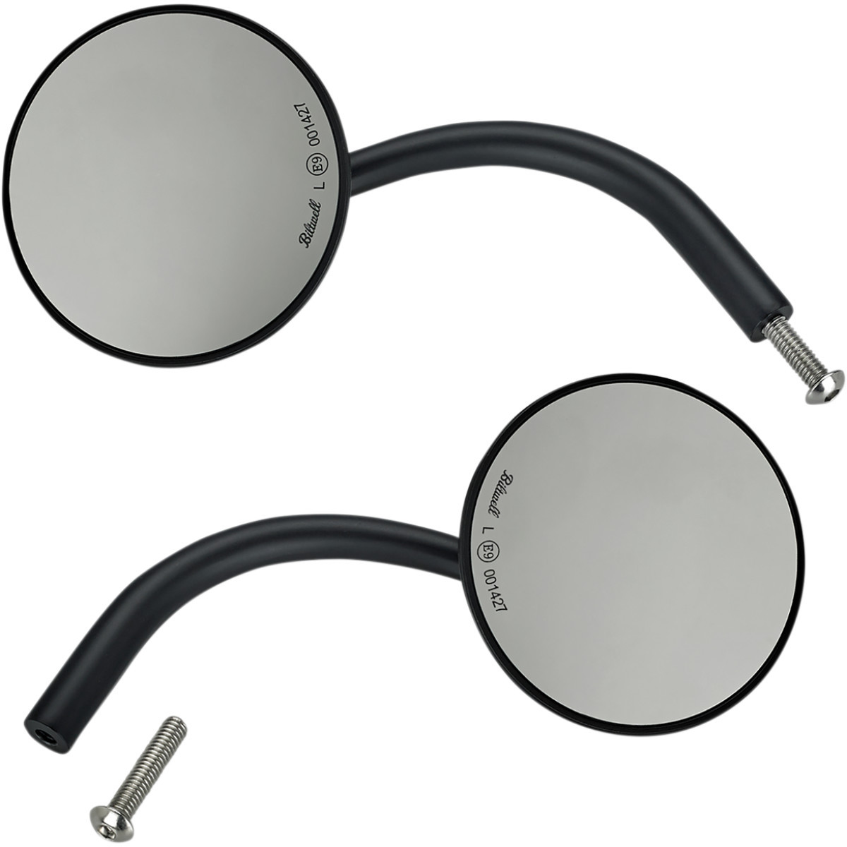 Biltwell #6503-400-132 - Mirrors - Utility - Side View - Round - Perch - Black - Pair