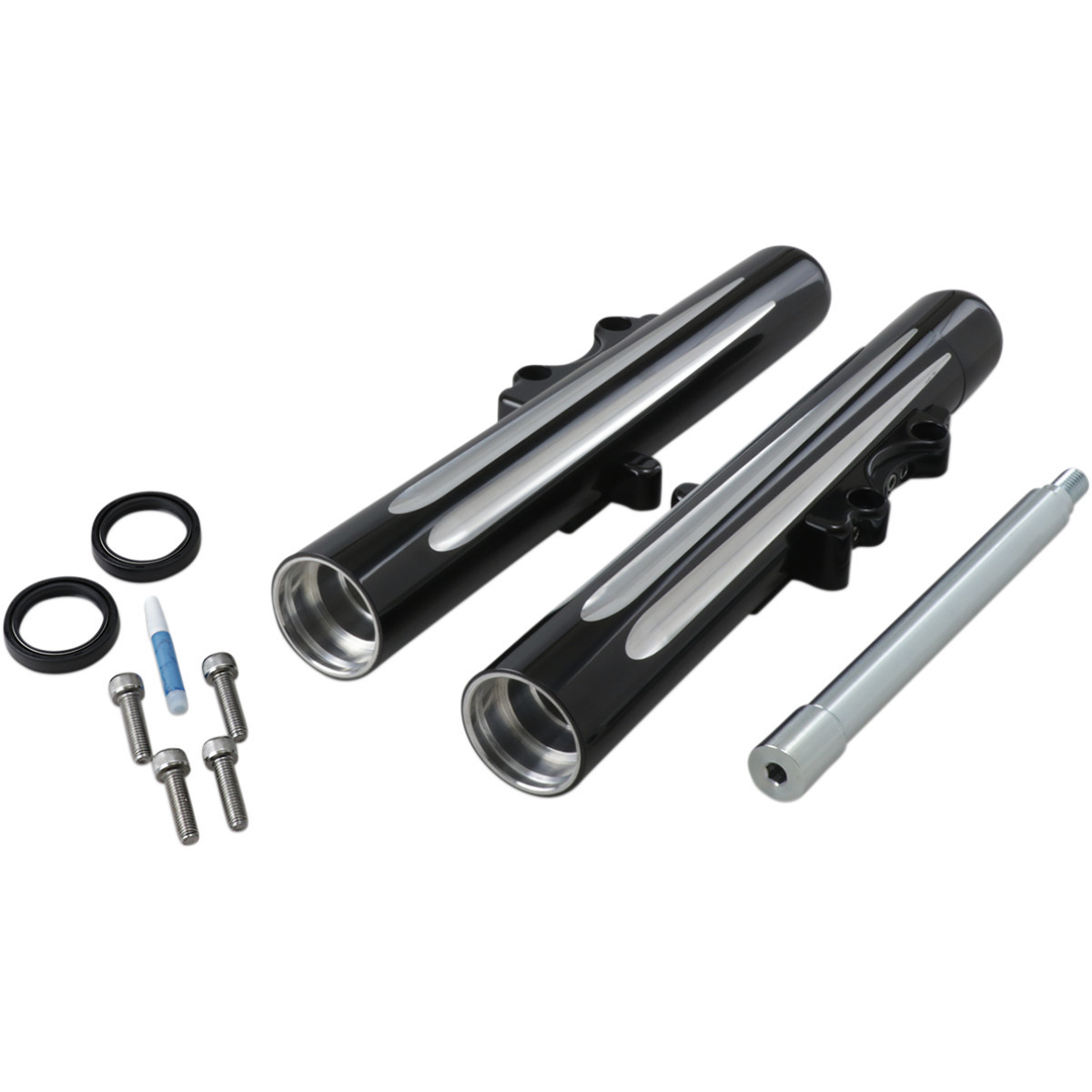 Arlen Ness #06-511 - Fork Legs - Black Anodized - Deep Cut - Dual Disc - '08-'13 FLT
