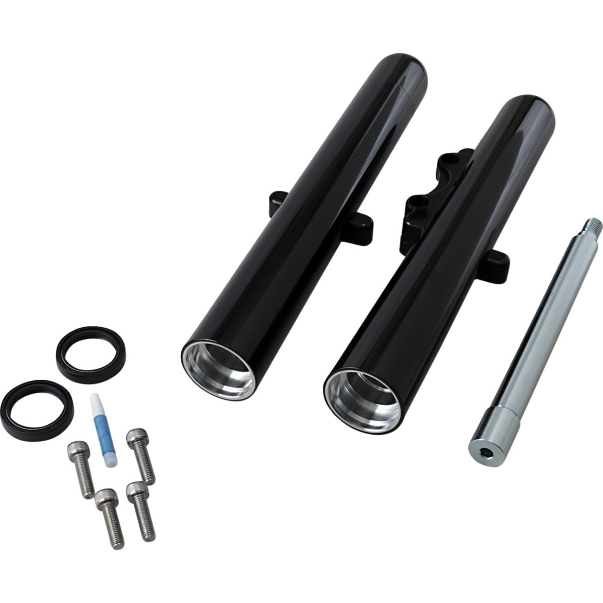 Arlen Ness #06-521 - Fork Legs - Black Anodized - Hot Legs - Custom Single Disc - Smooth - '08-'13