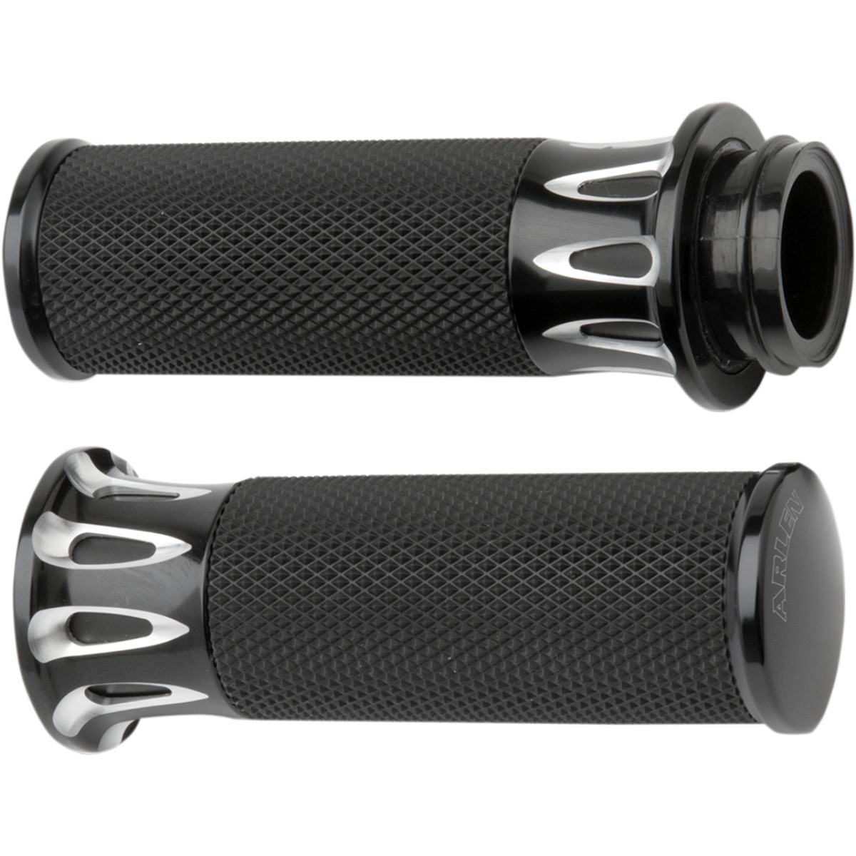 Arlen Ness #07-319 - Fusion Deep Cut Grips - TBW - Black