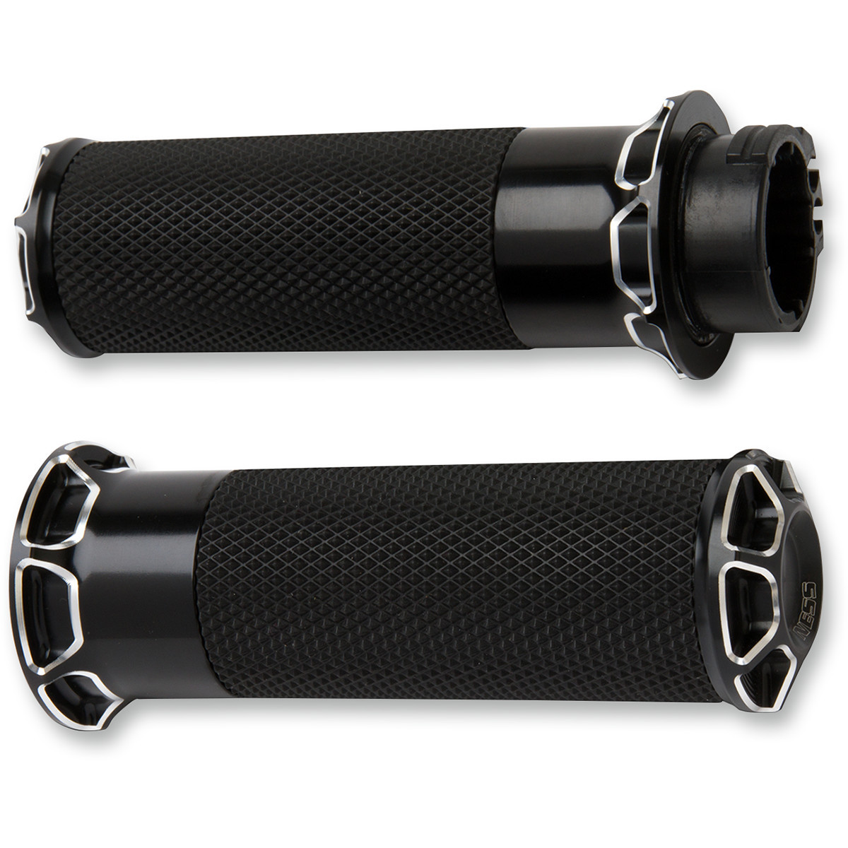 Arlen Ness #07-331 - Beveled Grips - Cable - Black