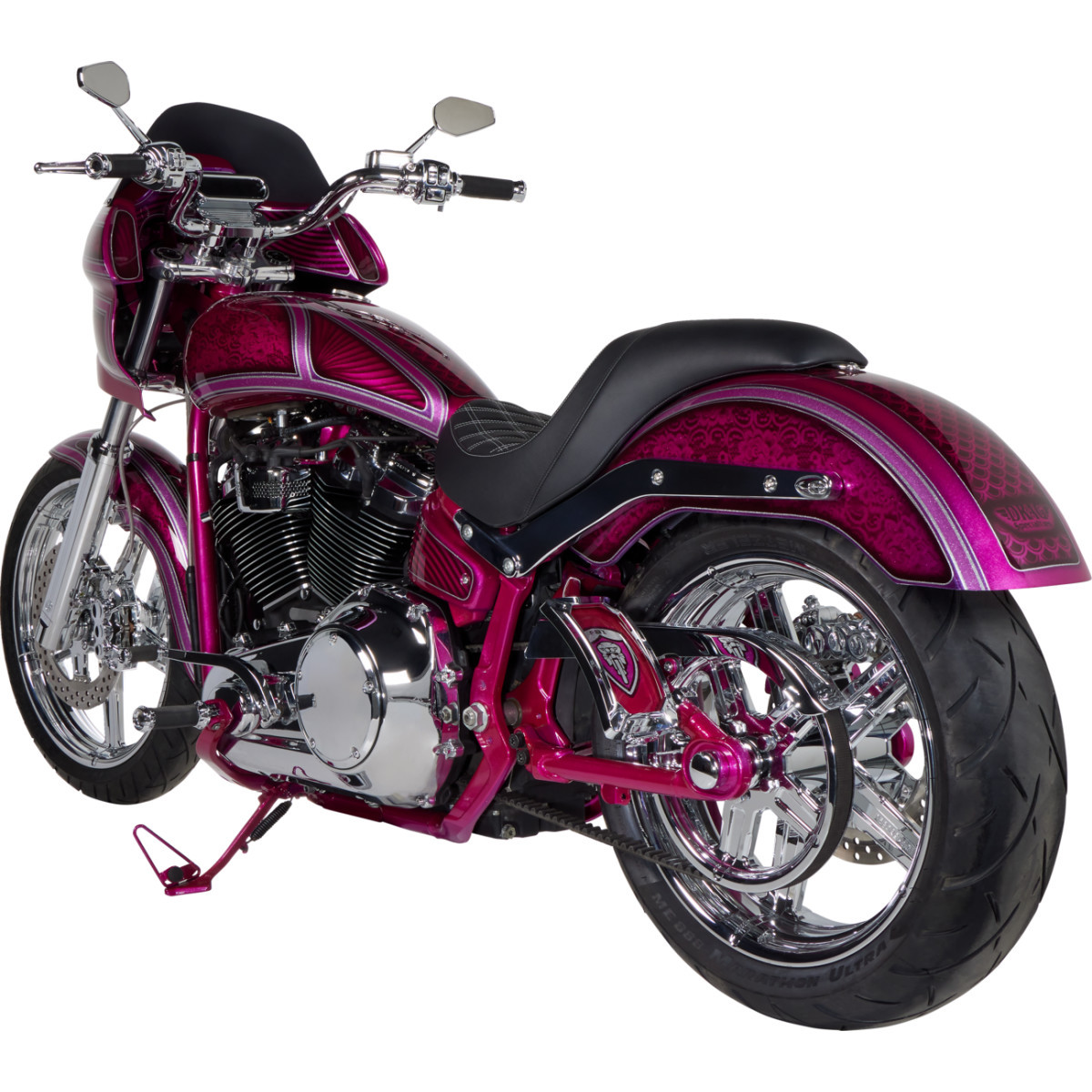 Arlen Ness #13-159 - Mirror - Mini/Stocker - Side View - Hexagon - Chrome - Right
