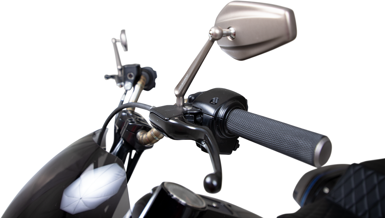 Arlen Ness #13-168 Mirror - Mini Stocker - Side View - Oval - Titanium - Left