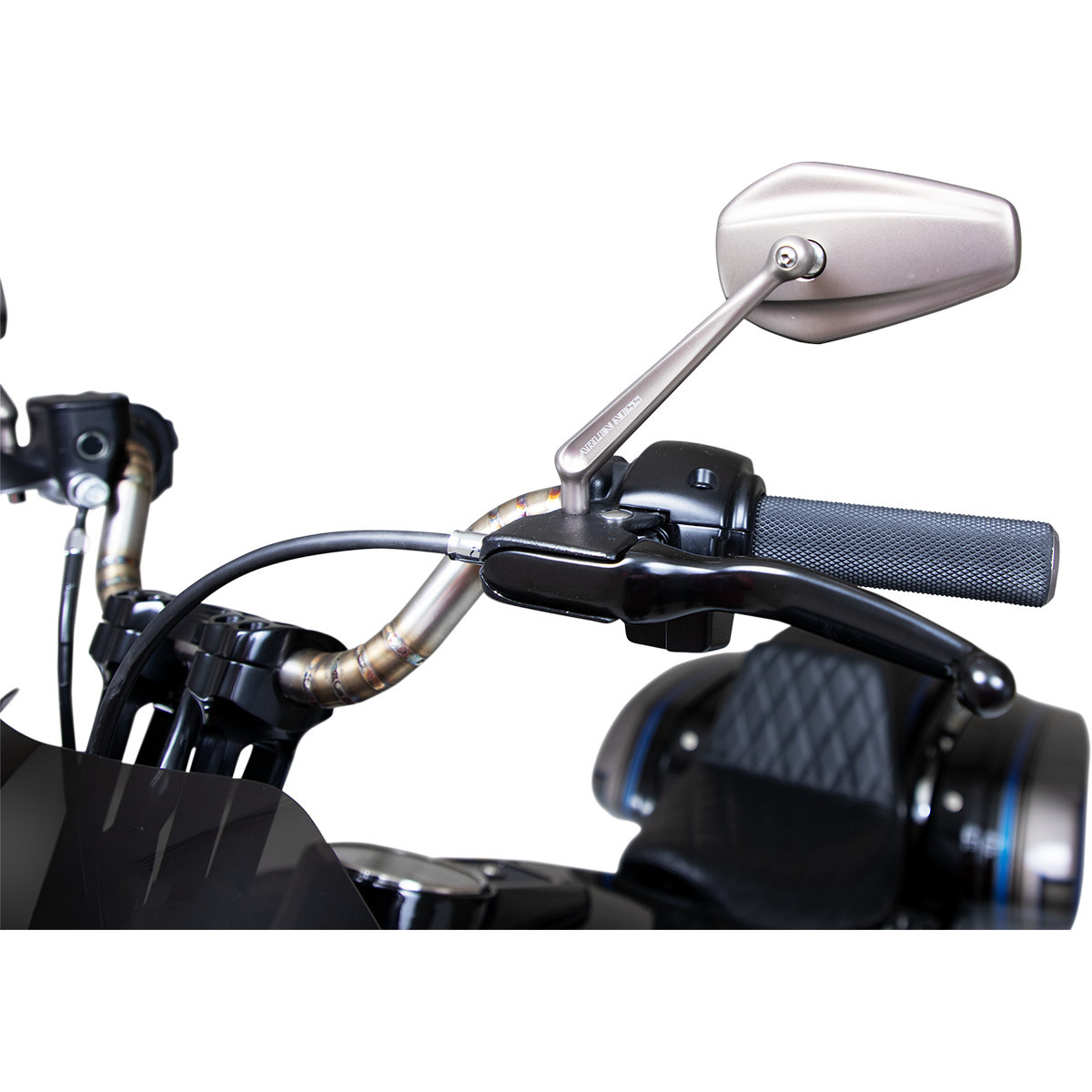 Arlen Ness #13-168 - Mirror - Mini Stocker - Side View - Oval - Titanium - Left