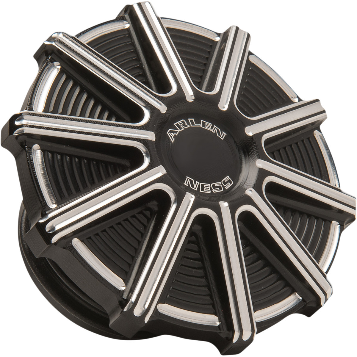 Arlen Ness #701-002 - Vented Gas Cap - 10 Gauge - Black Machined Accents