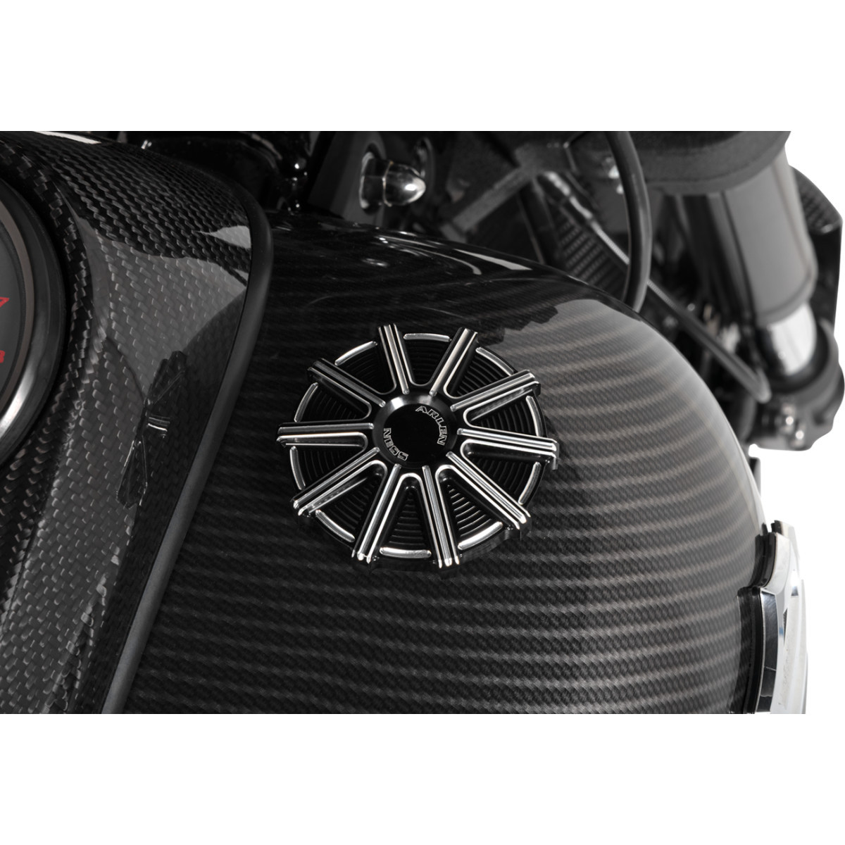 Arlen Ness #701-002 - Vented Gas Cap - 10 Gauge - Black Machined Accents
