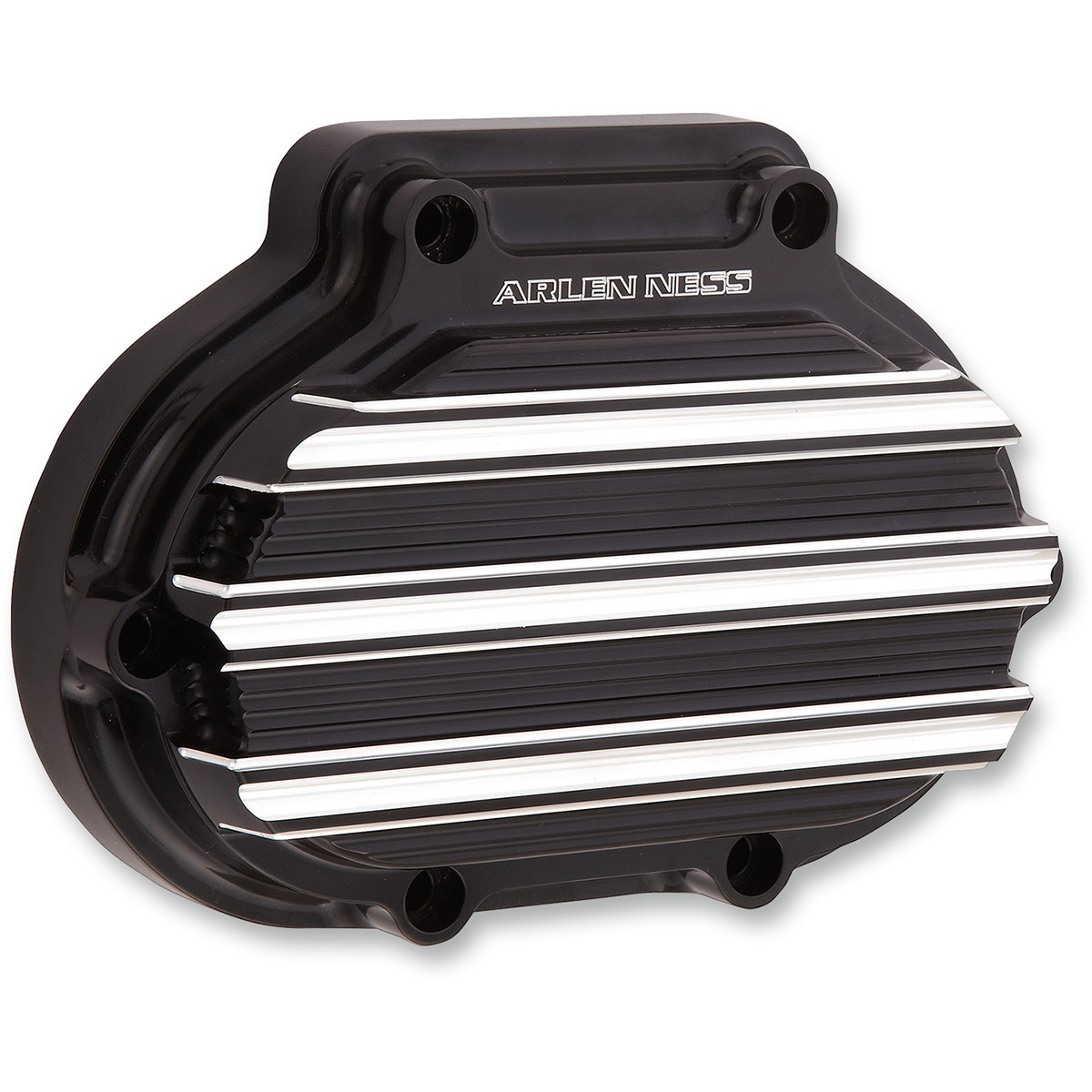 Arlen Ness #03-813 - 10-Gauge Transmission Side Cover - Black/Machined - Harley-Davidson