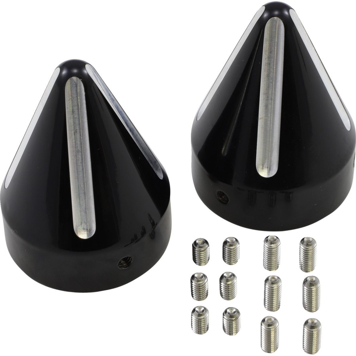 LA Choppers #LA-7813-00B - Axle Caps - Spike - Black Cut - Pair