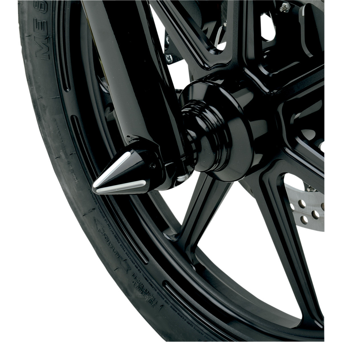 LA Choppers #LA-7813-00B - Axle Caps - Spike - Black Cut - Pair