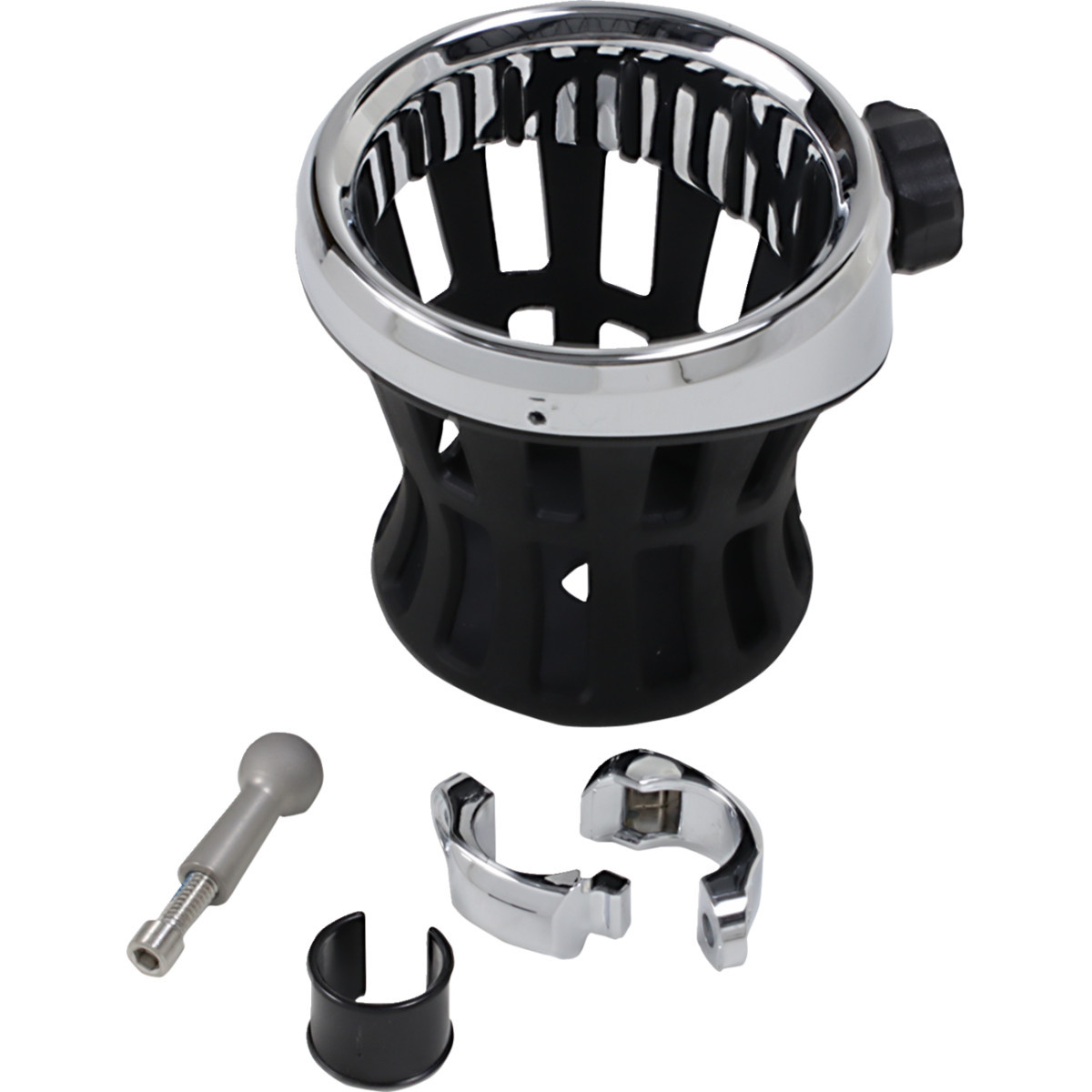 Ciro #50412 - Drink Holder - 7/8"-1" Handlebar Mount - Chrome/Chrome Clamp