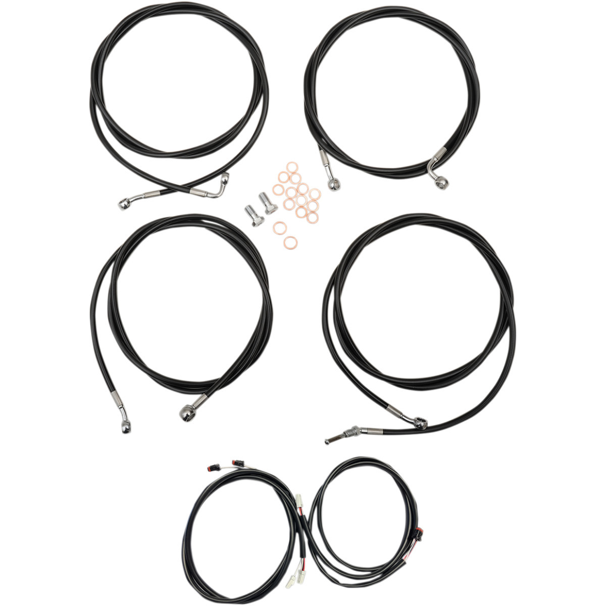 LA Choppers #LA-8054KT3-13B - Complete Plug-and-Play Cable Kit - 12" - 14" Handlebars - '17-'20 Touring - ABS - Black