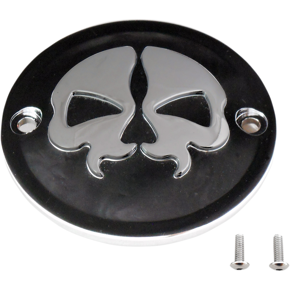Drag Specialties - Points Cover - Black - Chrome Skull - 2 Hole
