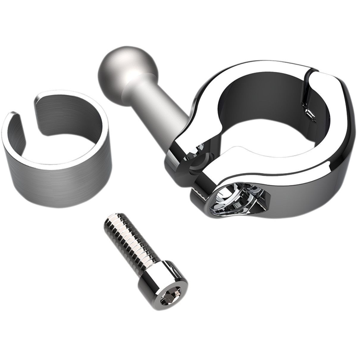 Ciro #50128 - Aluminum Clamp Kit - Ball Mount - 7/8" - 1" Handlebars - Chrome