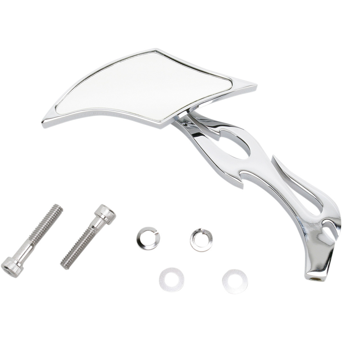 Drag Specialties - Mirror - Gothic/Flame - Side View - Diamond - Chrome - Left - Each